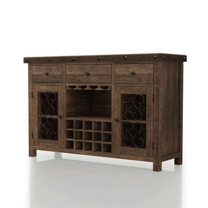 Gulliver Traditional Multi-Storage Dining Server, Rustic Walnut