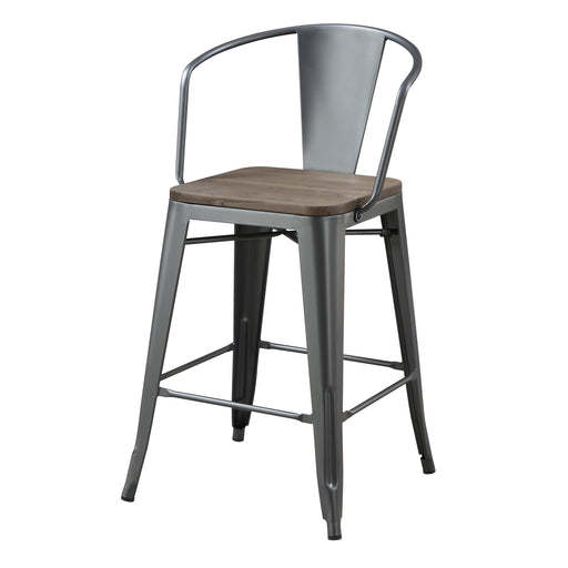 Devoe Urban Grey Metal and Wood Counter Height Dining Chairs, Set of 2