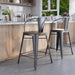 Devoe Urban Grey Metal and Wood Counter Height Dining Chairs, Set of 2