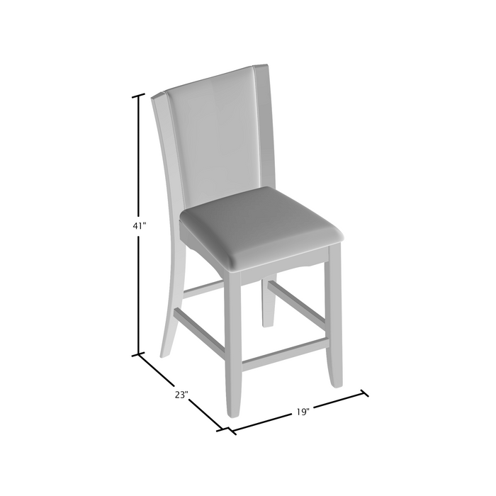 Line drawing for leatherette counter height chair on a white background with dimensions