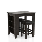 Jaxson Compact 3-Piece Island Set with Leatherette Stools & USB Ports