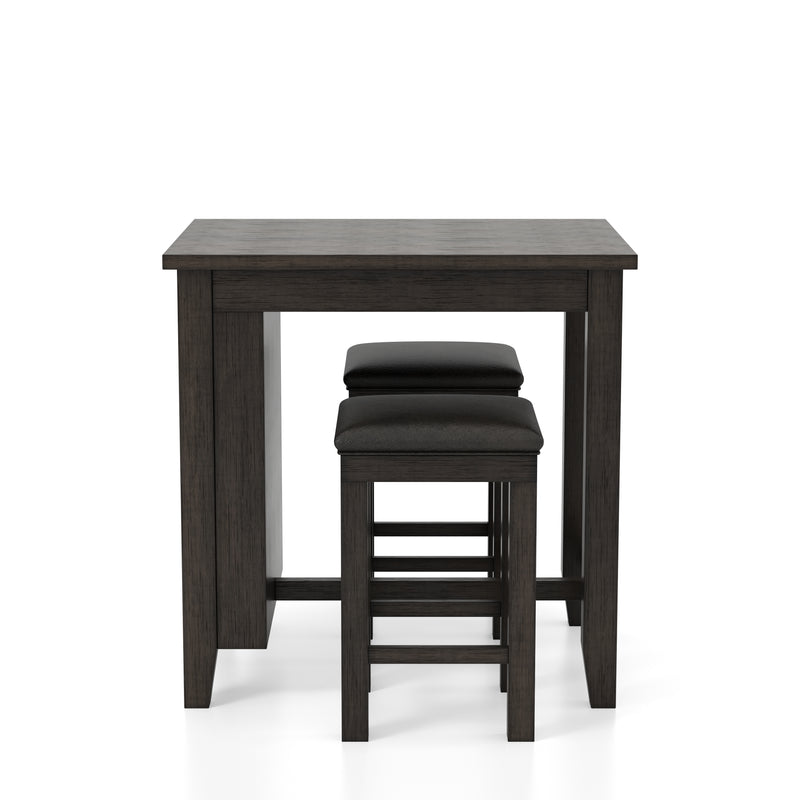 Jaxson Compact 3-Piece Island Set with Leatherette Stools & USB Ports