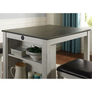 Jaxson Compact 3-Piece Island Set with Leatherette Stools & USB Ports