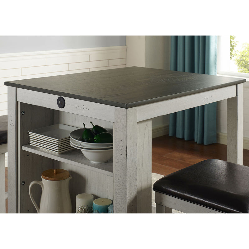 Jaxson Compact 3-Piece Island Set with Leatherette Stools & USB Ports