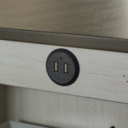 Jaxson Compact 3-Piece Island Set with Leatherette Stools & USB Ports