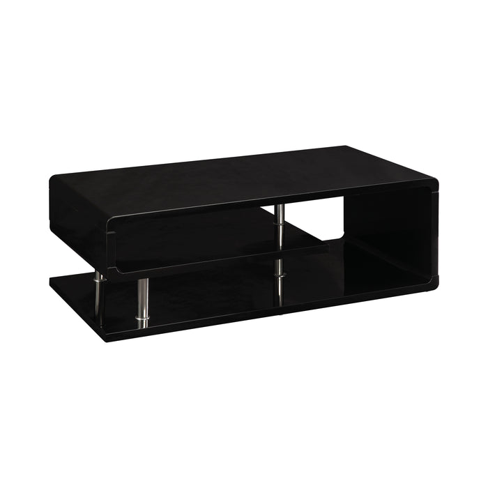 Right-angled contemporary Black geometric coffee table on a white background