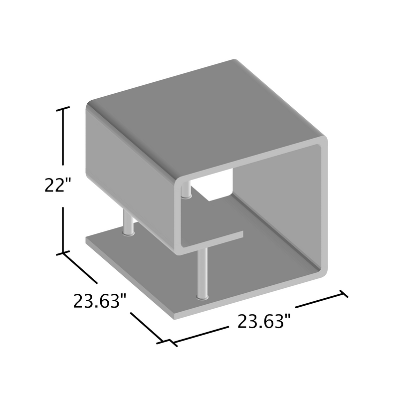 Ninove Modern Chic Glossy & Chrome Open-Shelf Square Side Table