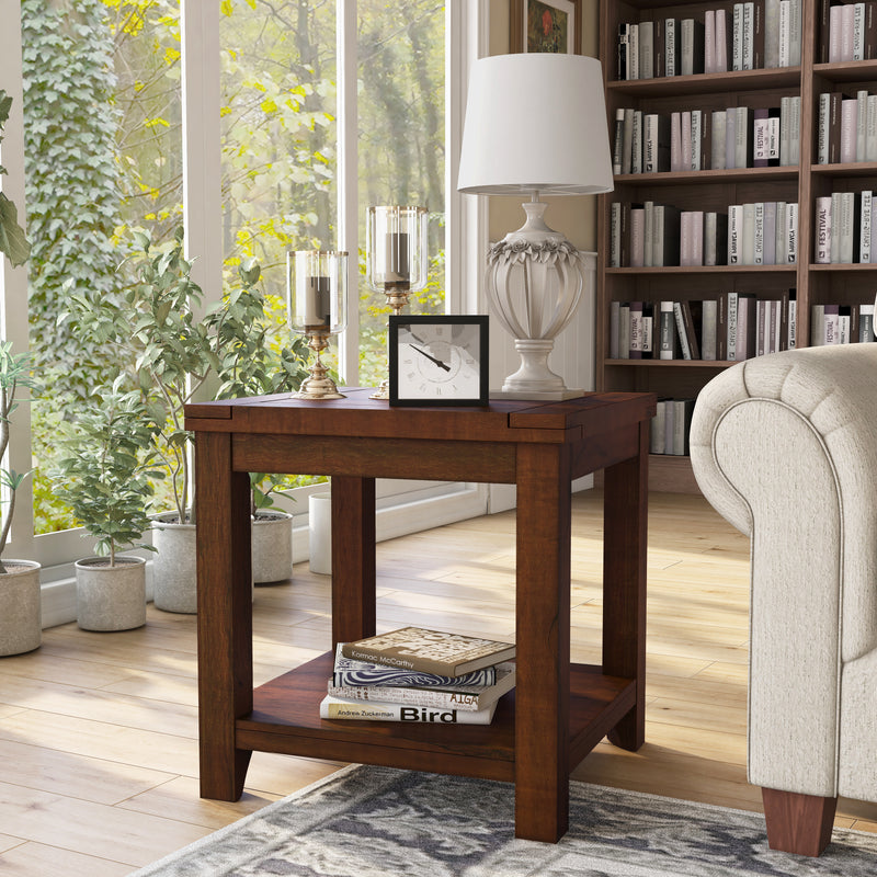 Bramling Transitional Dark Cherry 23-in Rectangle End Table