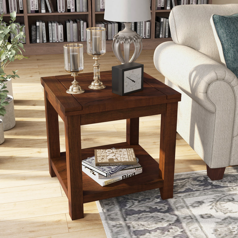 Bramling Transitional Dark Cherry 23-in Rectangle End Table