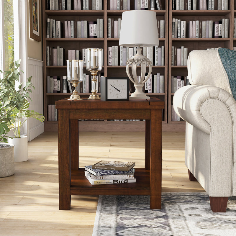 Bramling Transitional Dark Cherry 23-in Rectangle End Table