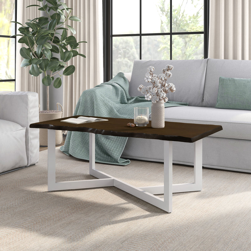 Lloyd Dark Oak & White Live Edge Eco-friendly Rubberwood Coffee Table