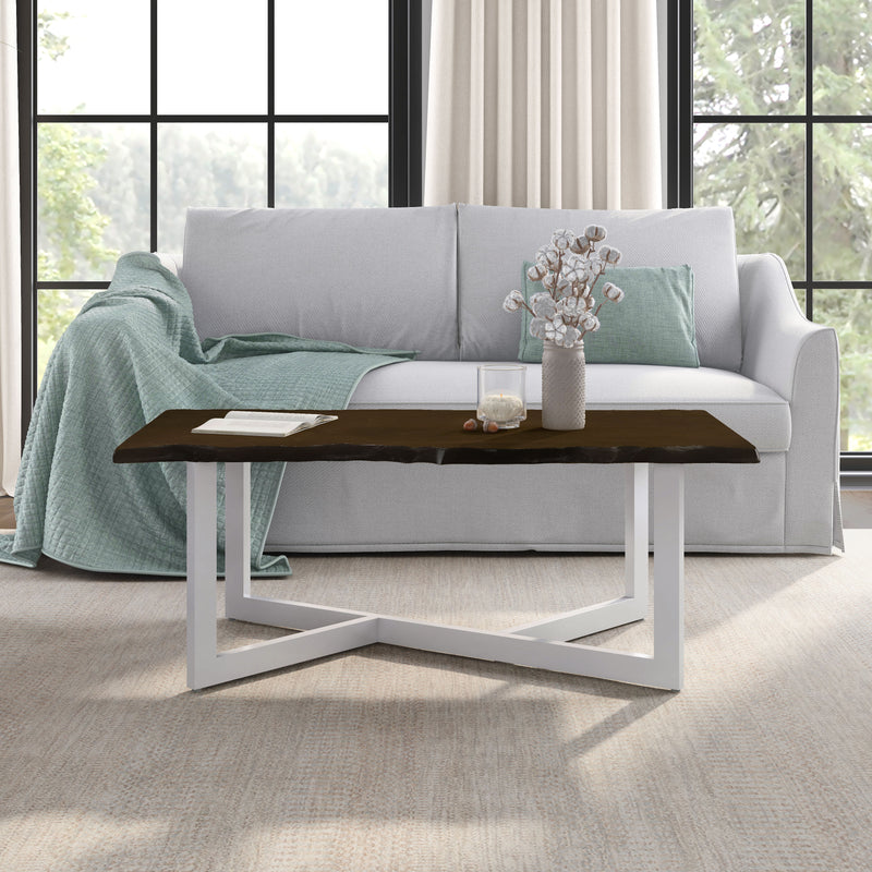 Lloyd Dark Oak & White Live Edge Eco-friendly Rubberwood Coffee Table