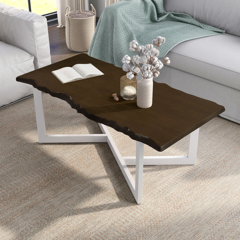 Lloyd Dark Oak & White Live Edge Eco-friendly Rubberwood Coffee Table