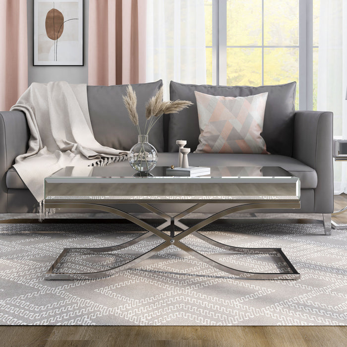 Pellias Glam Chrome and Mirrored 3-Piece Coffee Table Set