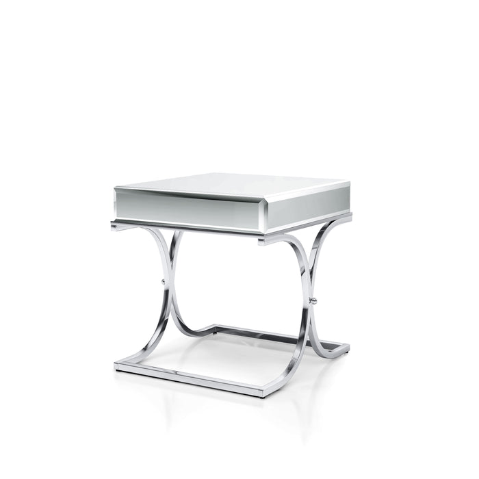 Pellias Glam Chrome and Mirrored 3-Piece Coffee Table Set