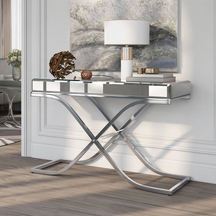 Pellias Glam Chrome and Mirrored 3-Piece Coffee Table Set