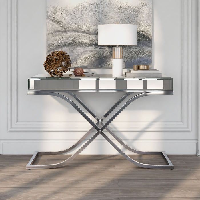 Pellias Glam Chrome and Mirrored 3-Piece Coffee Table Set