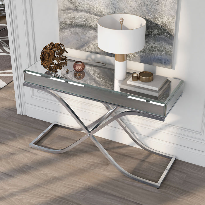 Pellias Glam Chrome and Mirrored 3-Piece Coffee Table Set