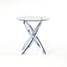 Topher Glam Glass Top and Chrome Crossed Base Sofa Table