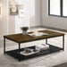 Garza Black Base Rectangular Coffee Table with Lower Storage Shelf