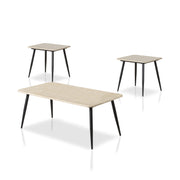 Mya Faux Stone Top & Dark Grey Mid-Century Modern 3-Piece Table Set