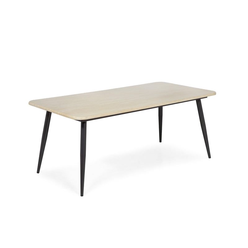 Mya Faux Stone Top & Dark Grey Mid-Century Modern 3-Piece Table Set