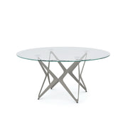 Jakub Metallic Star-Shaped Frame & Beveled Round Glasstop Coffee Table