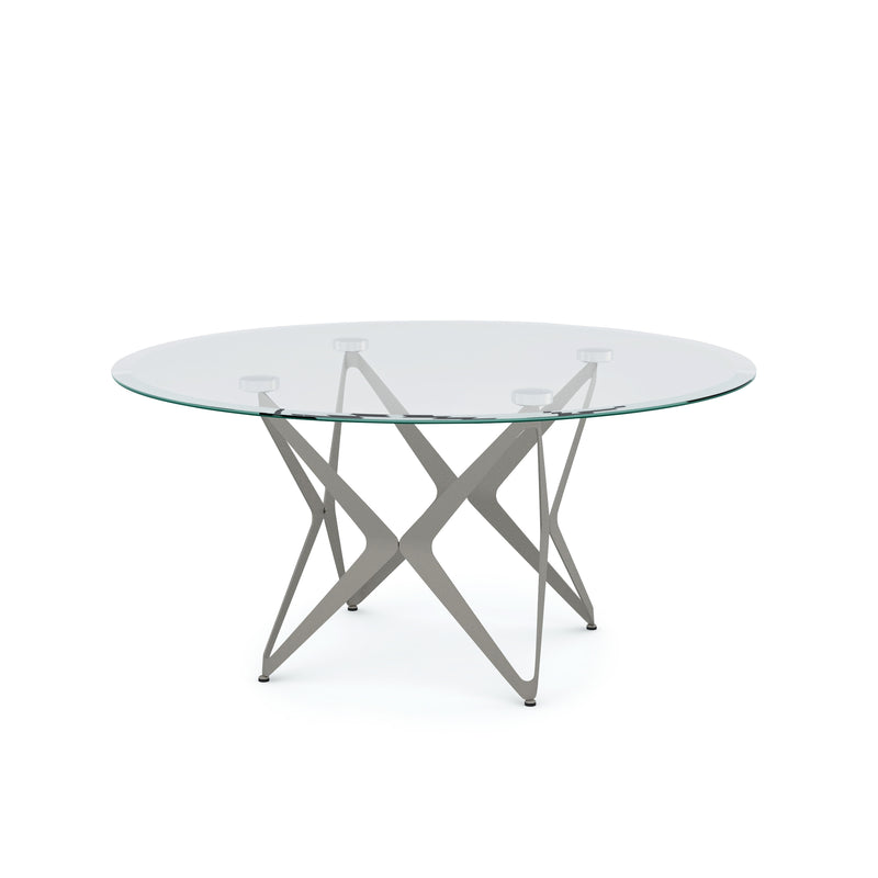 Jakub Metallic Star-Shaped Frame & Beveled Round Glasstop Coffee Table