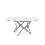 Jakub Metallic Star-Shaped Frame & Beveled Round Glasstop Coffee Table