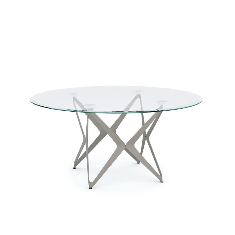 Jakub Metallic Star-Shaped Frame & Beveled Round Glasstop Coffee Table