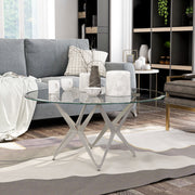 Jakub Metallic Star-Shaped Frame & Beveled Round Glasstop Coffee Table