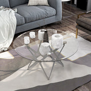 Jakub Metallic Star-Shaped Frame & Beveled Round Glasstop Coffee Table
