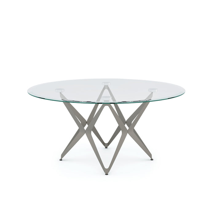 Jakub Metallic Star-Shaped Frame & Beveled Round Glasstop Coffee Table