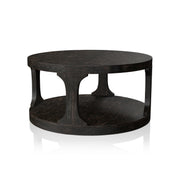Theodora Antique Black Farmhouse Drum-Style 36-inch Coffee Table