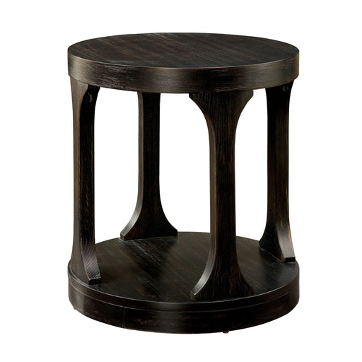 Theodora Transitional Round Antique Black End Table