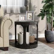 Theodora Transitional Round Antique Black End Table