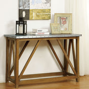 Corlejo Galvanized Iron Top and Natural Tone Sofa Table