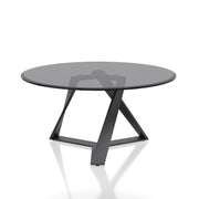 Alix Black Tripod Grey Tinted and Beveled Round Glasstop Coffee Table