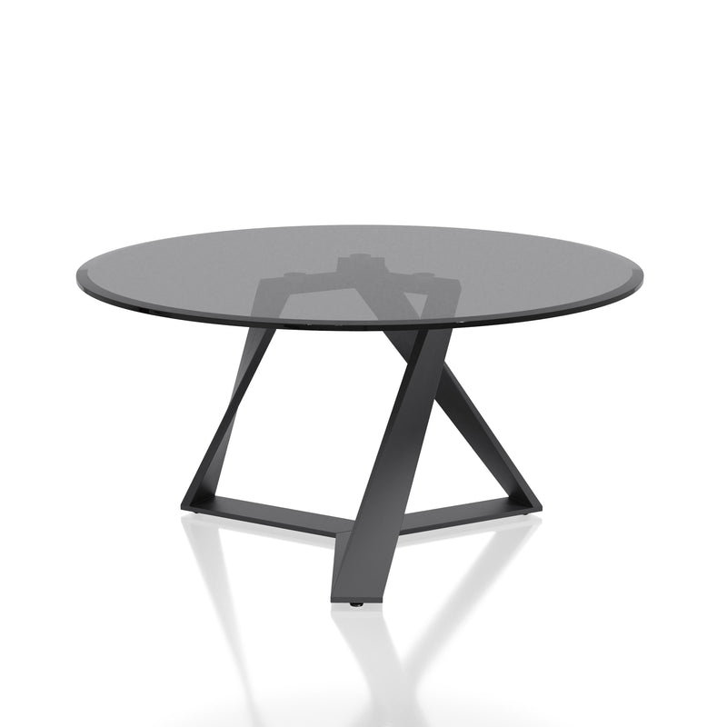 Alix Black Tripod Grey Tinted and Beveled Round Glasstop Coffee Table
