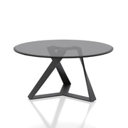 Alix Black Tripod Grey Tinted and Beveled Round Glasstop Coffee Table