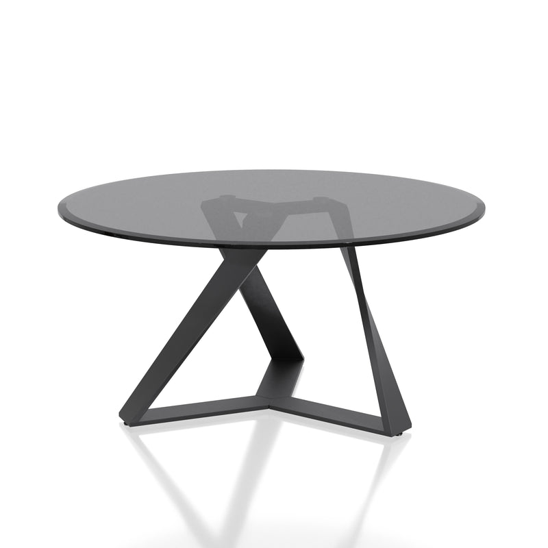 Alix Black Tripod Grey Tinted and Beveled Round Glasstop Coffee Table