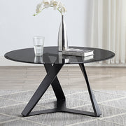 Alix Black Tripod Grey Tinted and Beveled Round Glasstop Coffee Table