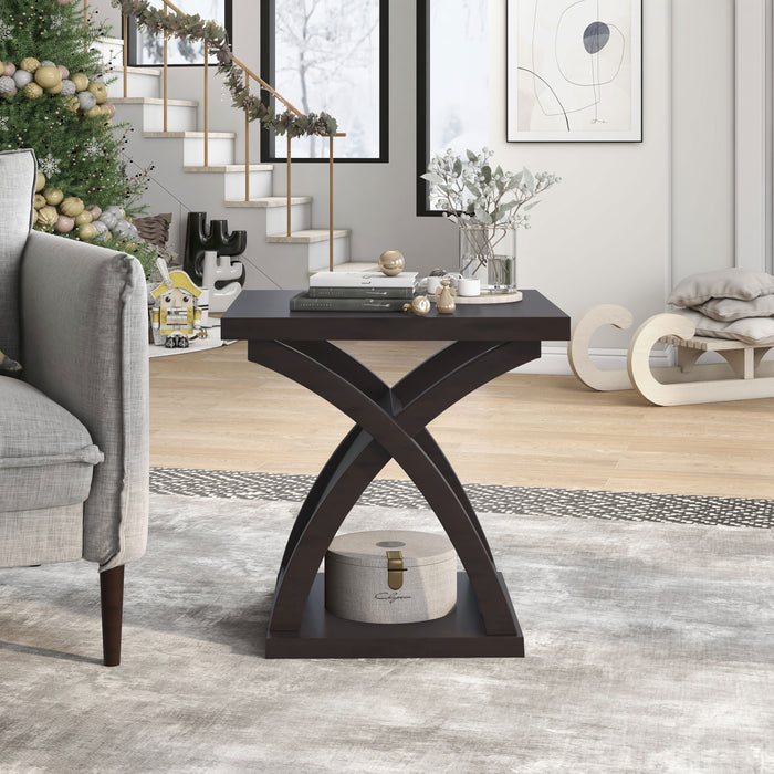 Arkely Contemporary Espresso Hourglass Pedestal Table