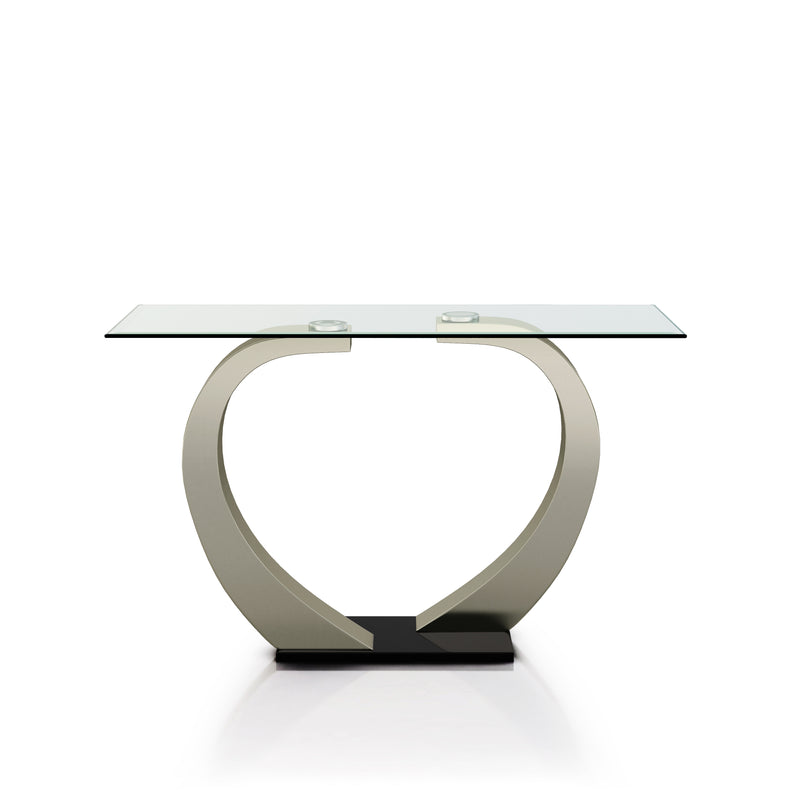 Roxo Chrome Finish Glass Top Console Table