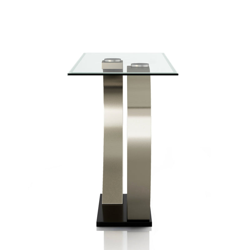 Roxo Chrome Finish Glass Top Console Table