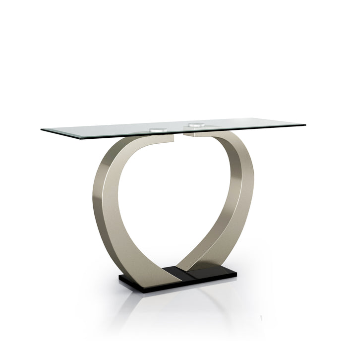 Roxo Chrome Finish Glass Top Console Table