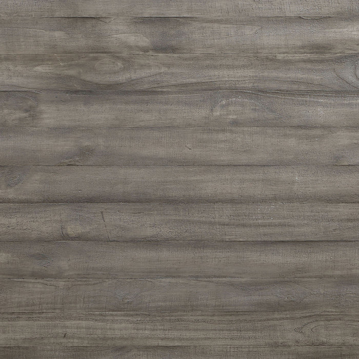 Swatch of gray wood tabletop finish of a transitional one-shelf antique white and gray wood coffee table