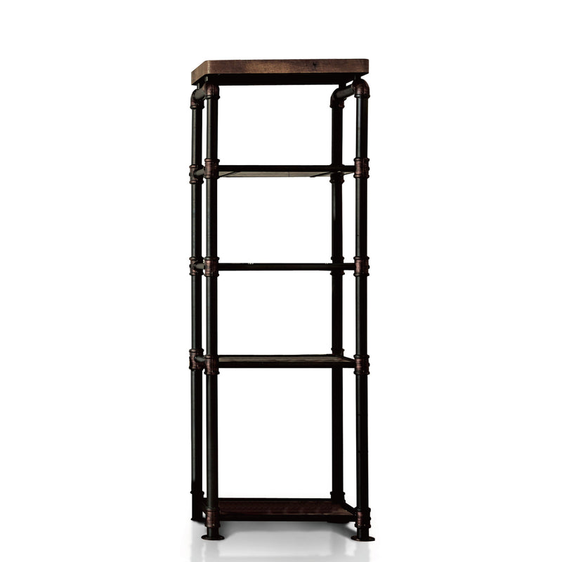 Ryder Antique Black & Copper Accented Pipe Metal 5-Tier Pier Shelf