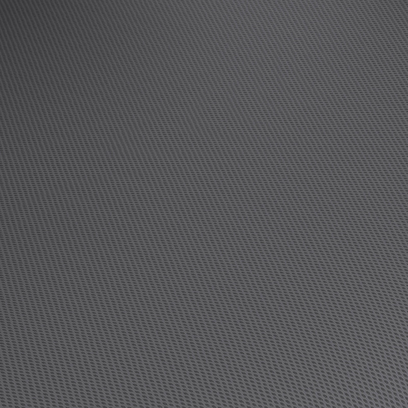 Swatch of black fabric on a contemporary black office chair with mesh and a headrest