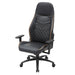 Left angled race car-inspired black and brown faux leather gaming chair on a white background